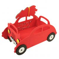 Кашпо Новогодний автомобиль, 23 х 13 х 14,5 см, МДФ, красный/желтый - вид 1 миниатюра