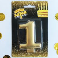 Свеча для торта цифра, 8 см, золото, в ассортименте - вид 5 миниатюра