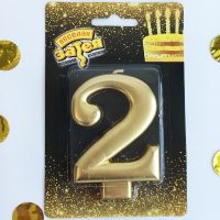 Свеча для торта цифра, 8 см, золото, в ассортименте - вид 4 миниатюра