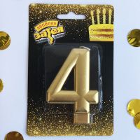 Свеча для торта цифра, 8 см, золото, в ассортименте - вид 2 миниатюра