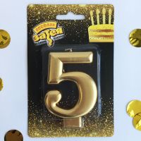 Свеча для торта цифра, 8 см, золото, в ассортименте - вид 1 миниатюра