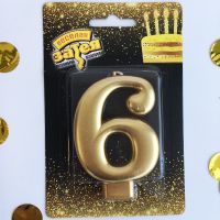 Свеча для торта цифра, 8 см, золото, в ассортименте - вид 10 миниатюра