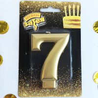 Свеча для торта цифра, 8 см, золото, в ассортименте - вид 9 миниатюра