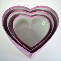 Коробка сердце бархат, набор из 3 шт, розовый, Z3-14 - вид 2 миниатюра