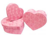 Коробка сердце бархат, набор из 3 шт, розовый, Z3-14 - вид 1 миниатюра