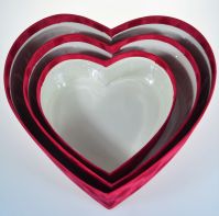 Коробка сердце бархат, набор из 3 шт, малиновый, Z3-14 - вид 2 миниатюра