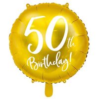 Шар фольгированный 50th BIRTHDAY gold 18" - вид 1 миниатюра