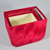 Коробка бархат без крышки, набор из 3 шт, малиновый, Z20-18 - вид 1 миниатюра