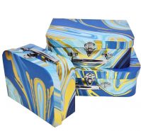 Коробка чемодан Абстракция, набор из 3 шт, синий морской, W120-24 - вид 1 миниатюра