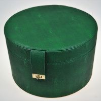 Коробка интерьерная круглая зеленая, набор из 2 шт, экокожа, М91-6 - вид 1 миниатюра