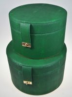 Коробка интерьерная круглая зеленая, набор из 2 шт, экокожа, М91-6 - вид 1 миниатюра