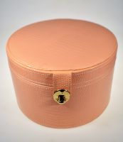 Коробка интерьерная круглая, персиковый, набор из 2 шт, экокожа, М91-10 - вид 1 миниатюра
