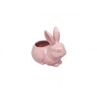 Кашпо керамика Кролик розовый, h14 см, Z35-23 - вид 2 миниатюра