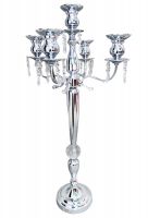 Канделябр на 5 свечей с хрусталем, серебро, h88 см, W42-2 - вид 1 миниатюра