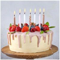 Свеча для торта 8 см, 12 шт, розовое золото/белый блеск - вид 1 миниатюра