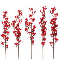 Ветка искусственная с ягодами, 82 см, красный, W35-30 - вид 1 миниатюра