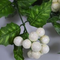 Ветка искусственная с белыми ягодами 64 см, 5 шт, W35-4 - вид 1 миниатюра