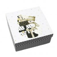 Коробка квадратная Мишка с подарками, набор из 3 шт, черный/белый, Z13-2 - вид 2 миниатюра