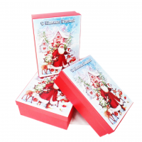 Коробка прямоугольная С Новым Годом, набор из 3 шт, красный, Z13-12 - вид 1 миниатюра