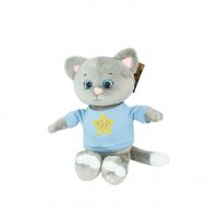 Мягкая игрушка Котик Грей в толстовке со звездой h25 см, серый Мягкая игрушка Котик Грей в толстовке со звездой h25 см, серый