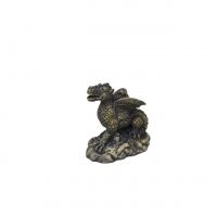 Гипсовая фигурка Дракон h10 см, серый с позолотой - вид 1 миниатюра