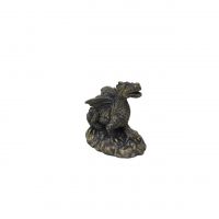 Гипсовая фигурка Дракон h10 см, серый с позолотой - вид 1 миниатюра