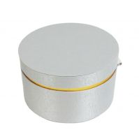 Коробка цилиндр с атласной лентой, d24 Х h13 см, ПРЕМИУМ, серый,W13-15 - вид 3 миниатюра