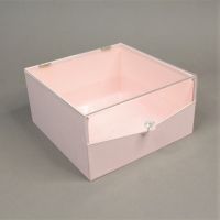 Коробка прямоугольная Шкатулка с прозрачной крышкой, 12 х 23 х 23, ПРЕМИУМ, светло-розовый, W13-18 - вид 1 миниатюра