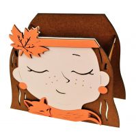 Кашпо Девочка Осень, 19 х 7,5 х 16,3 см, МДФ, дуб/оранжевый - вид 1 миниатюра