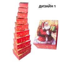 Коробка прямоугольная Санта с подарками, набор из 10 шт, Z38-5 - вид 1 миниатюра