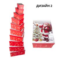 Коробка прямоугольная Санта с подарками, набор из 10 шт, Z38-5 - вид 2 миниатюра