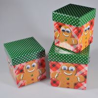 Коробка квадратная Печенька/Дед Мороз, набор из 3 шт, Z13-13 - вид 2 миниатюра
