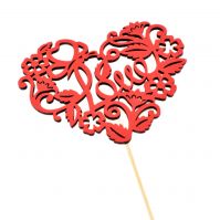 Топпер Love в сердце из цветов 11.2 х 30 см, 10 шт, красный - вид 1 миниатюра