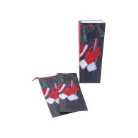 Сумка бумажная под бутылку 35 х 12 х 9 см, Новогодний дизайн, 12 шт, FA39-26 - вид 4 миниатюра