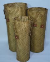 Кашпо плетеное с ручками, набор из 3 шт, натуральный, W61-1 - вид 2 миниатюра