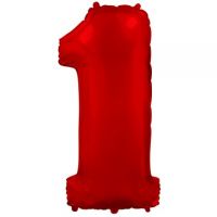Шар фольгированный цифра 1, красный, 102 см - вид 1 миниатюра