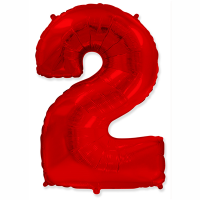 Шар фольгированный цифра 2, красный, 102 см - вид 1 миниатюра