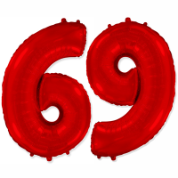 Шар фольгированный цифра 6/9, красный, 102 см - вид 1 миниатюра