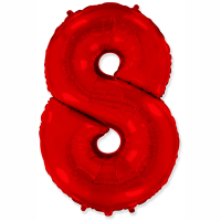 Шар фольгированный цифра 8, красный, 102 см - вид 1 миниатюра