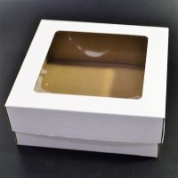 Коробка с крышкой окном 20 х 20 х 8 см, белый, К22 - вид 1 миниатюра