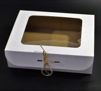 Коробка с откидной крышкой окном 25 х 20 х 7 см, белый, К23 - вид 1 миниатюра