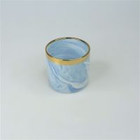 Кашпо керамическое Мрамор с золотой каймой, h7,5 х d7,5 см, голубой, Z1-32 - вид 1 миниатюра