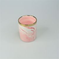 Кашпо керамическое Мрамор с золотой каймой, h9,5 х d7,5 см, розовый, Z1-33 - вид 1 миниатюра