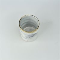 Кашпо керамическое Мрамор с золотой каймой, h9,5 х d7,5 см, серый, Z1-33 - вид 1 миниатюра