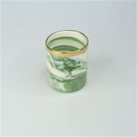 Кашпо керамическое Мрамор с золотой каймой, h9,5 х d7,5 см, зеленый, Z1-33 - вид 1 миниатюра