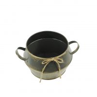 Кашпо металлическое Винтаж h12 х d15 см, серый/золото, FA16-16 - вид 1 миниатюра