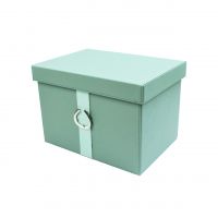 Коробка-органайзер с крышкой, 33,5 х 24 х 22,5 см, экокожа, серо-зеленый, Z8-6 - вид 1 миниатюра