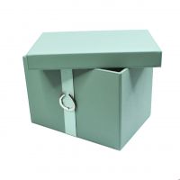 Коробка-органайзер с крышкой, 37 х 27,5 х 24,5 см, экокожа, серо-зеленый, Z8-6 - вид 1 миниатюра