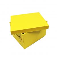 Коробка-органайзер с крышкой, 35 х 28 х 23 см, экокожа, желтый, Z8-8 - вид 4 миниатюра