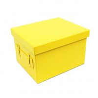 Коробка-органайзер с крышкой, 35 х 28 х 23 см, экокожа, желтый, Z8-8 - вид 1 миниатюра